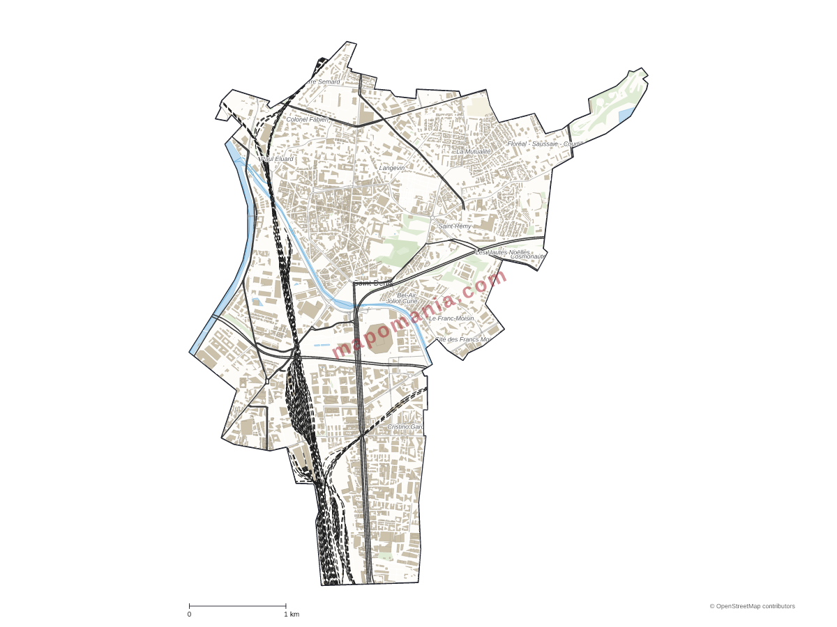 Carte de Saint-Denis à personnaliser