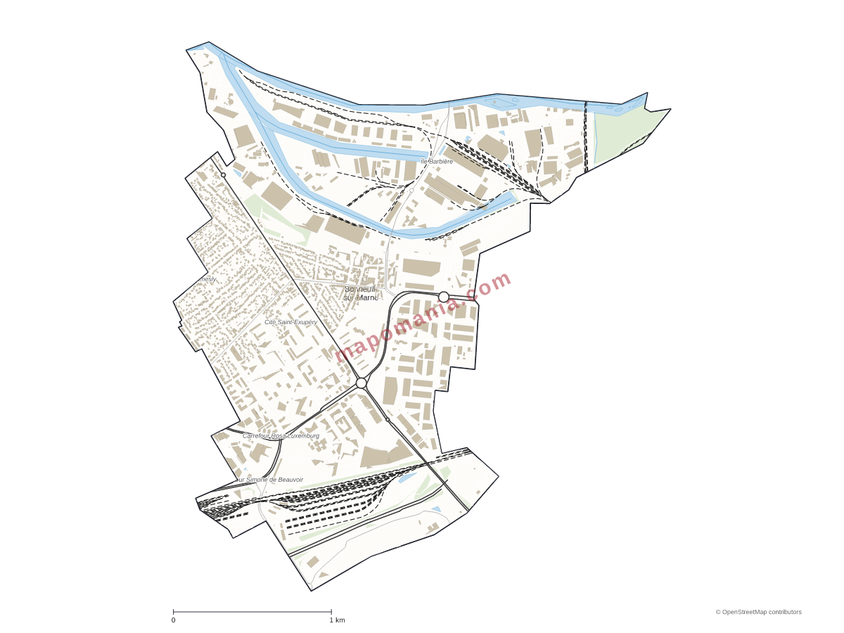 Carte de Bonneuil-sur-Marne à personnaliser