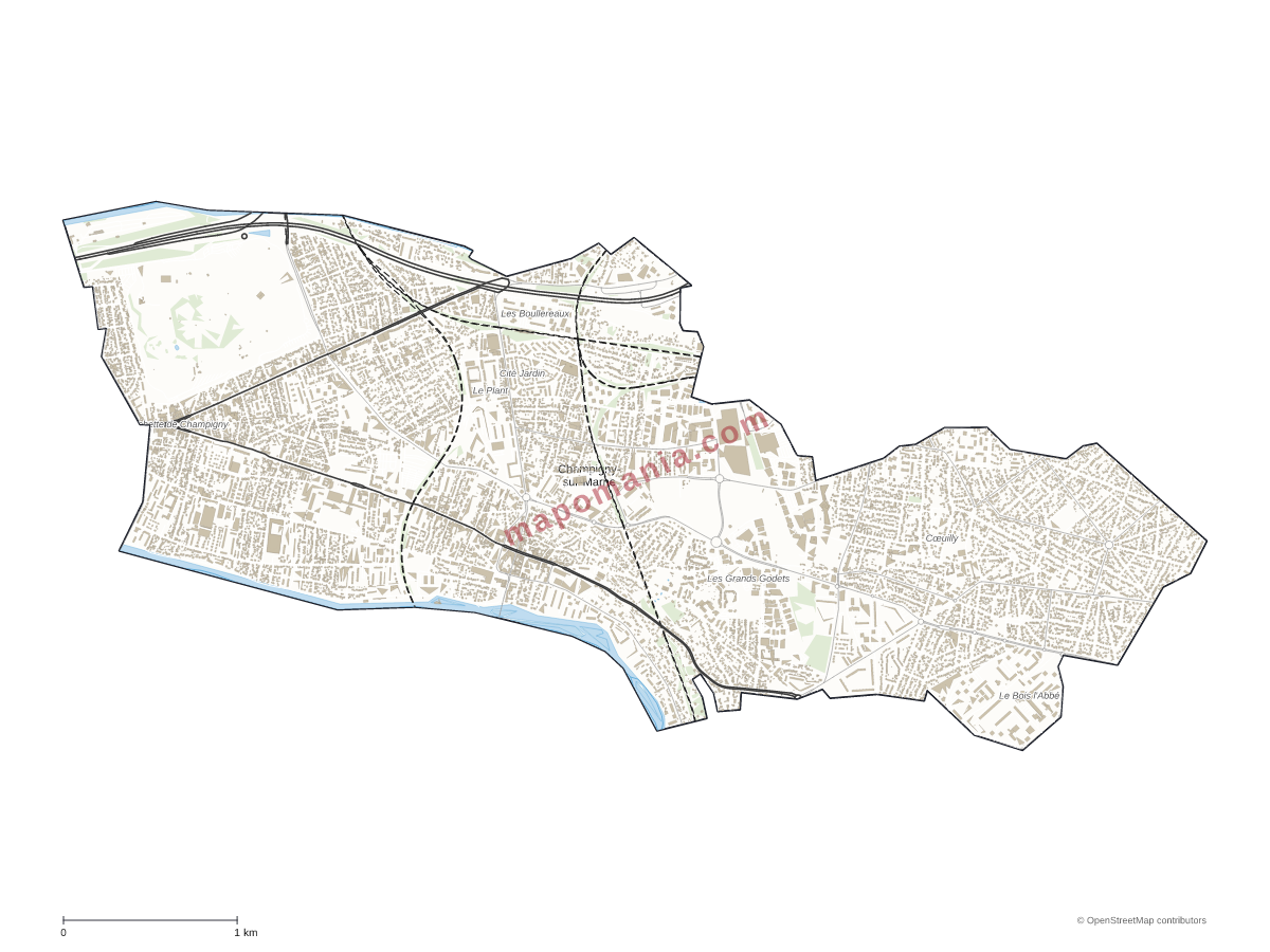 Carte de Champigny-sur-Marne à personnaliser