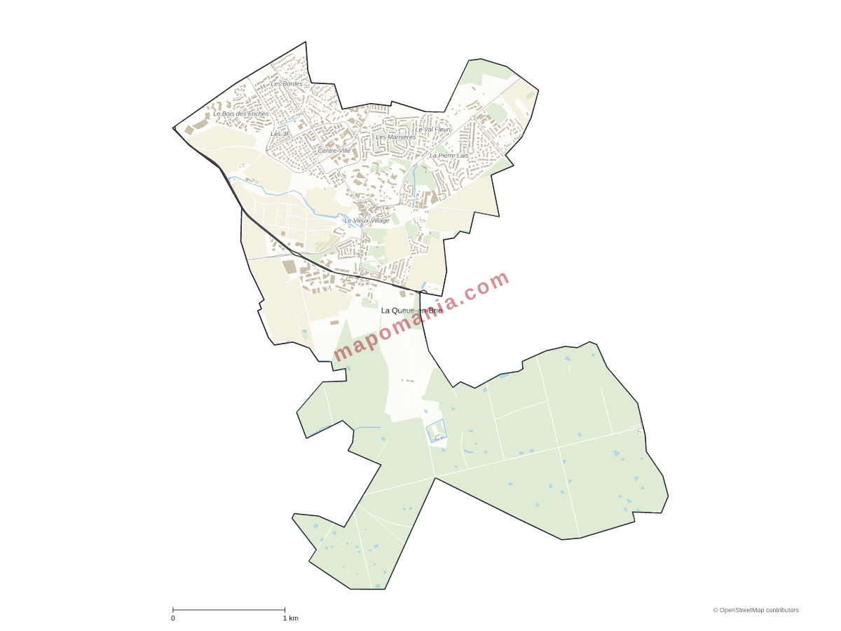 Carte de La Queue-en-Brie à personnaliser