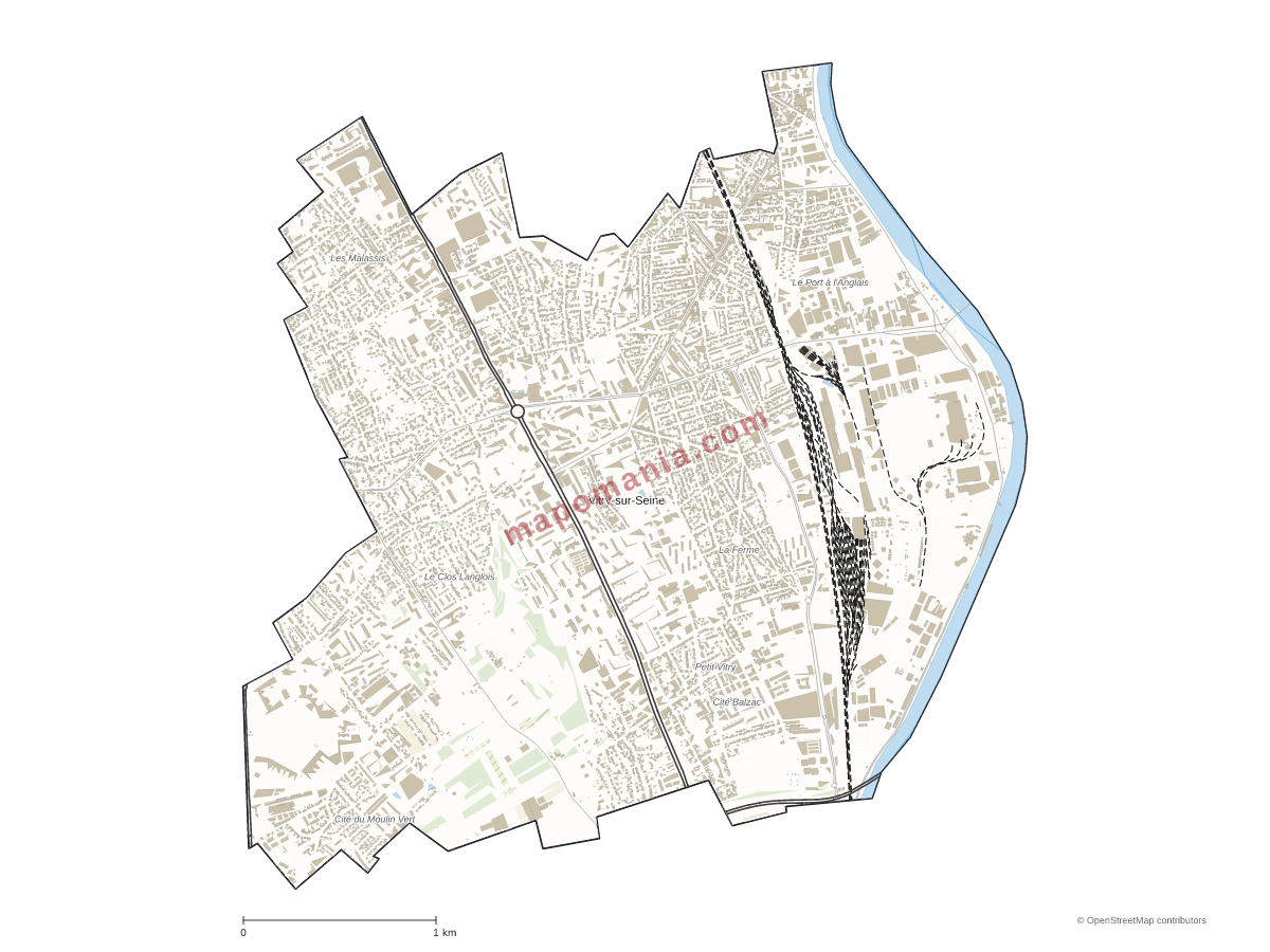 Carte de Vitry-sur-Seine à personnaliser
