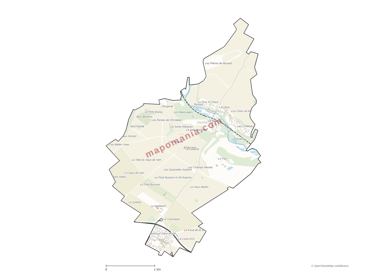Carte de Ableiges à personnaliser