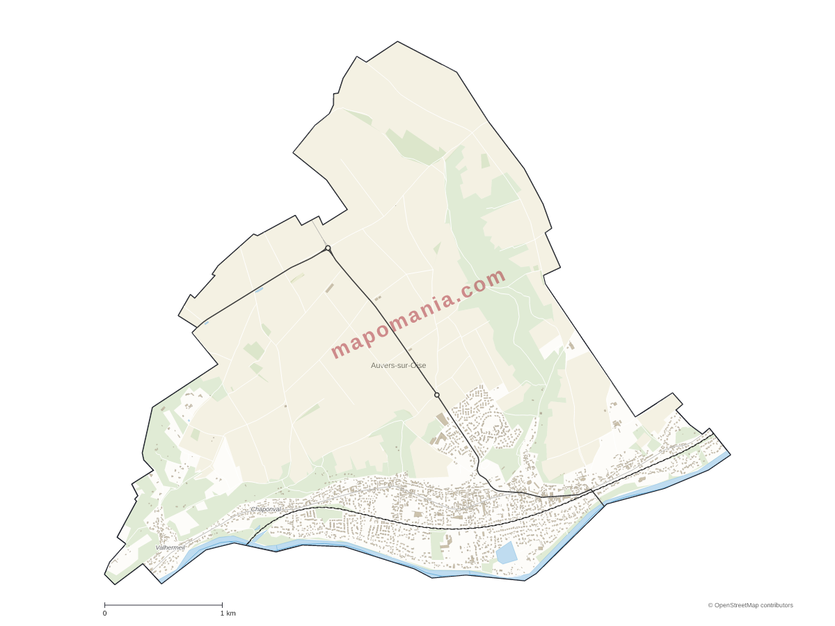 Carte de Auvers-sur-Oise à personnaliser