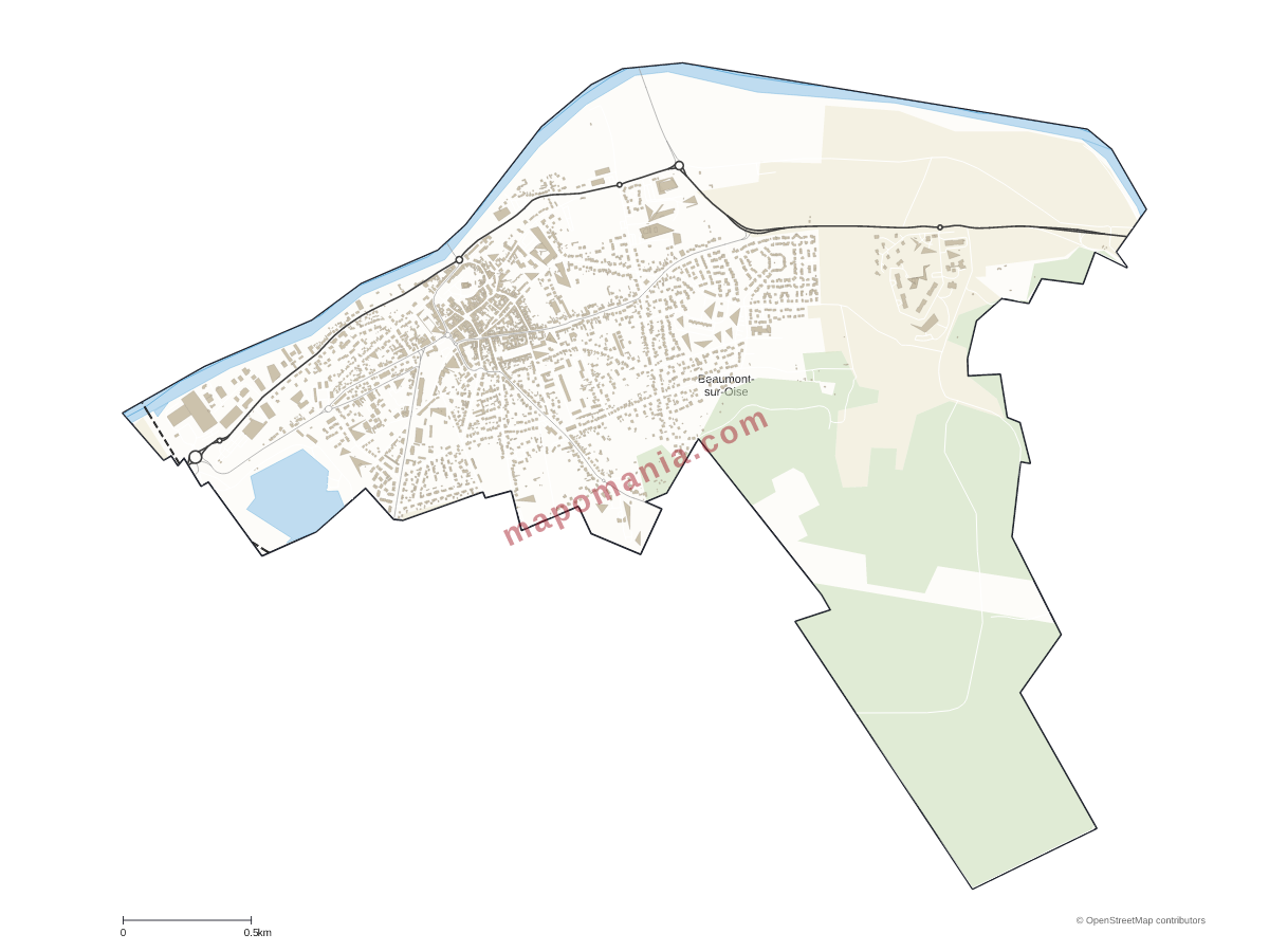 Carte de Beaumont-sur-Oise à personnaliser