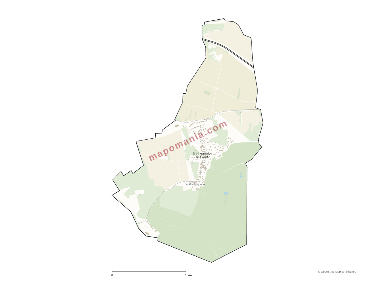 Carte de Béthemont-la-Forêt à personnaliser