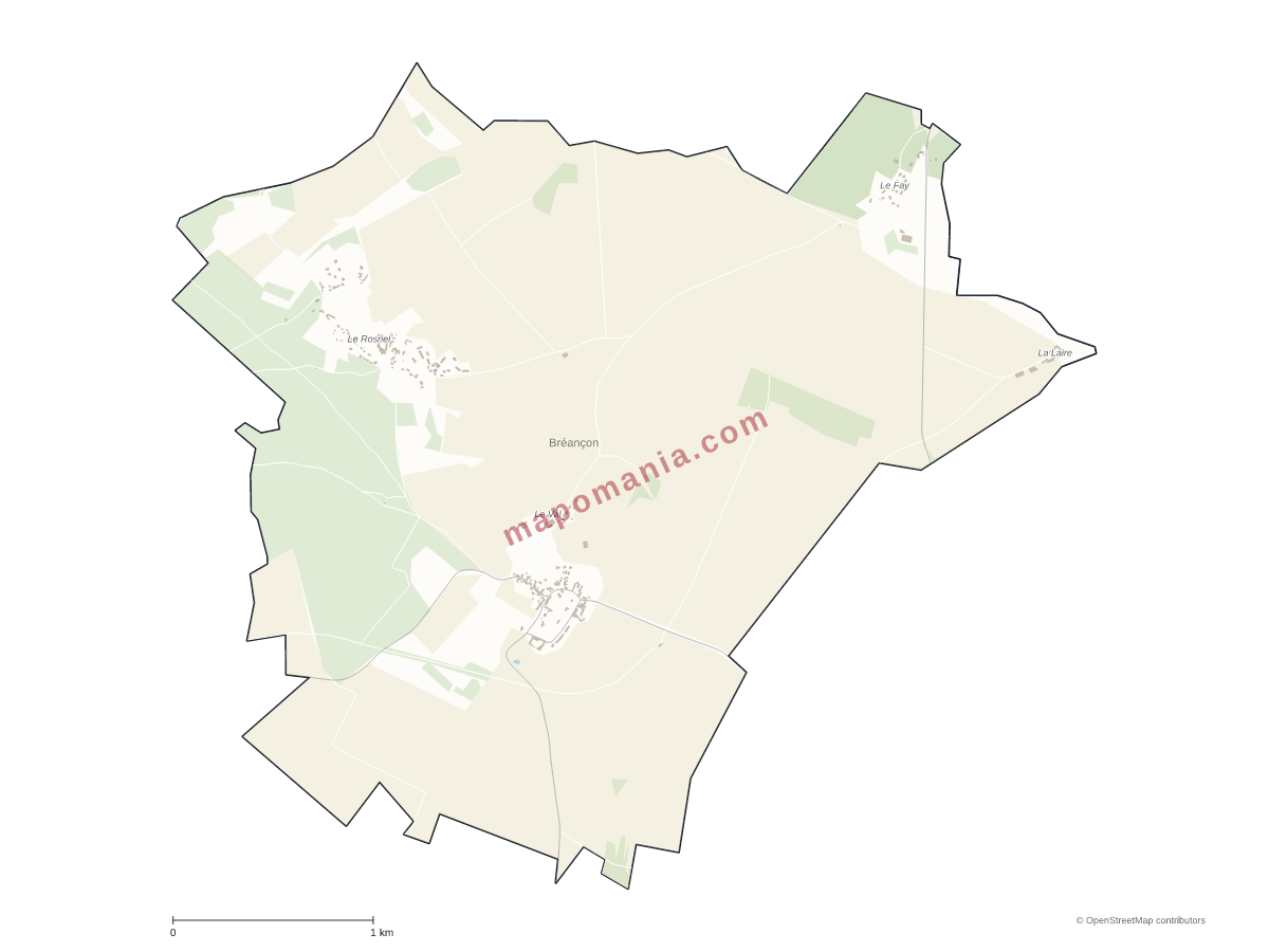 Carte de Bréançon à personnaliser
