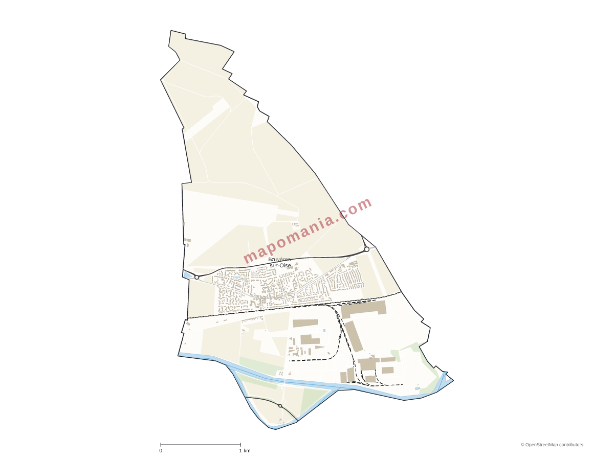 Carte de Bruyères-sur-Oise à personnaliser