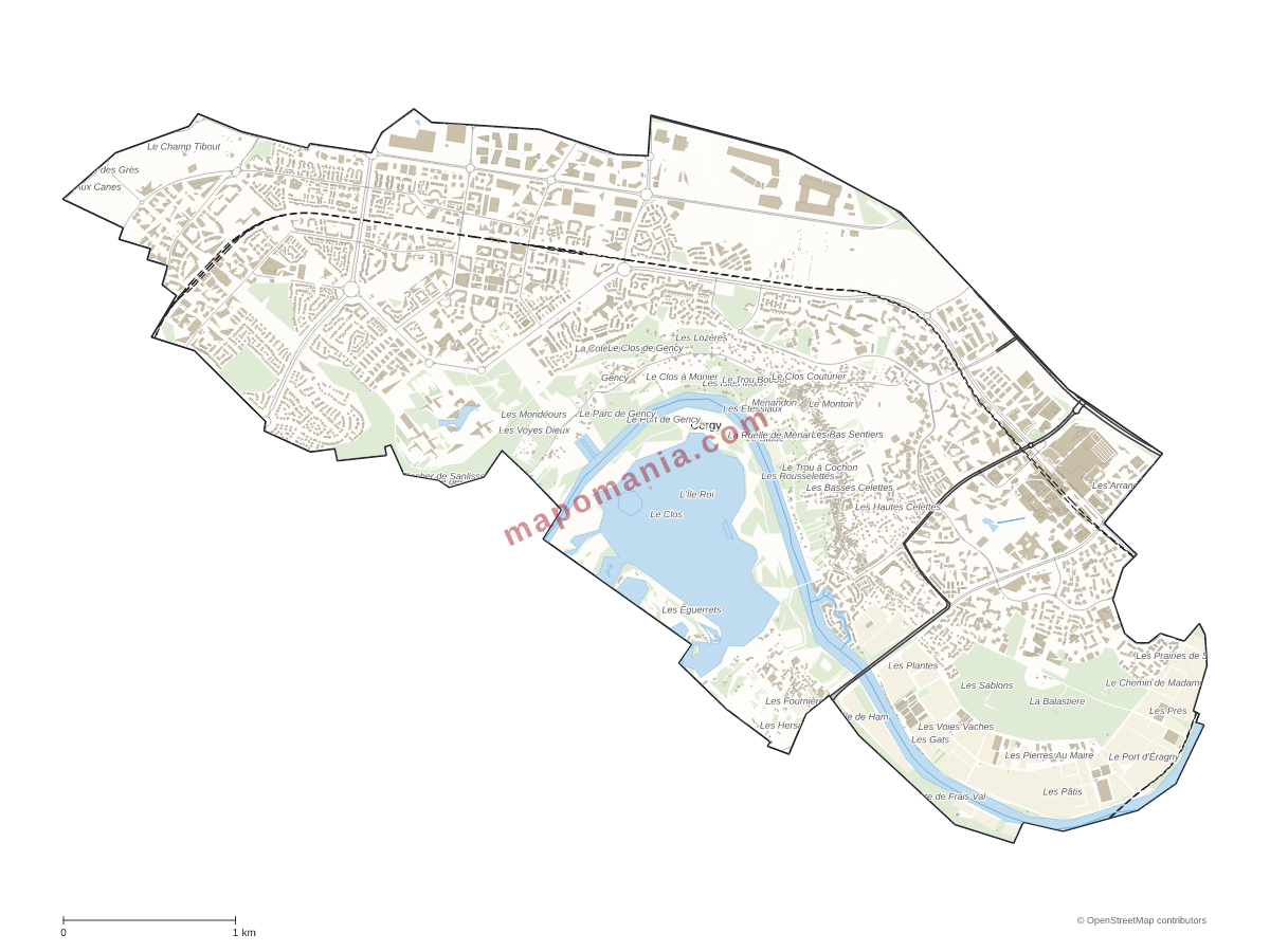 Carte de Cergy à personnaliser