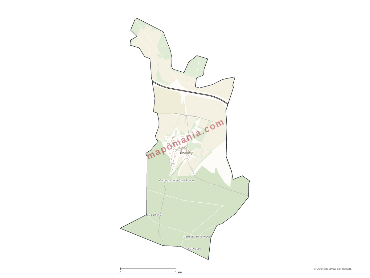 Carte de Chauvry à personnaliser