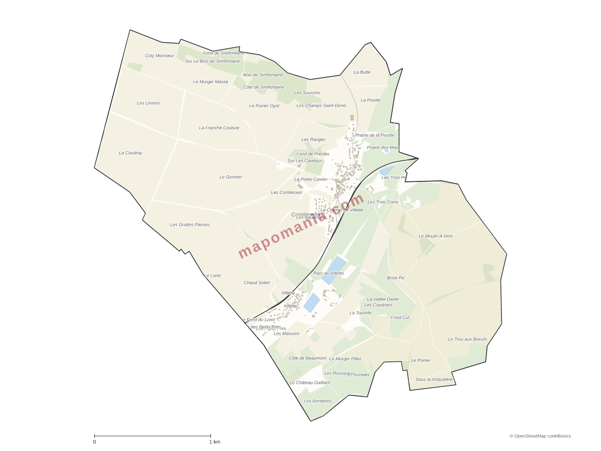 Carte de Condécourt à personnaliser