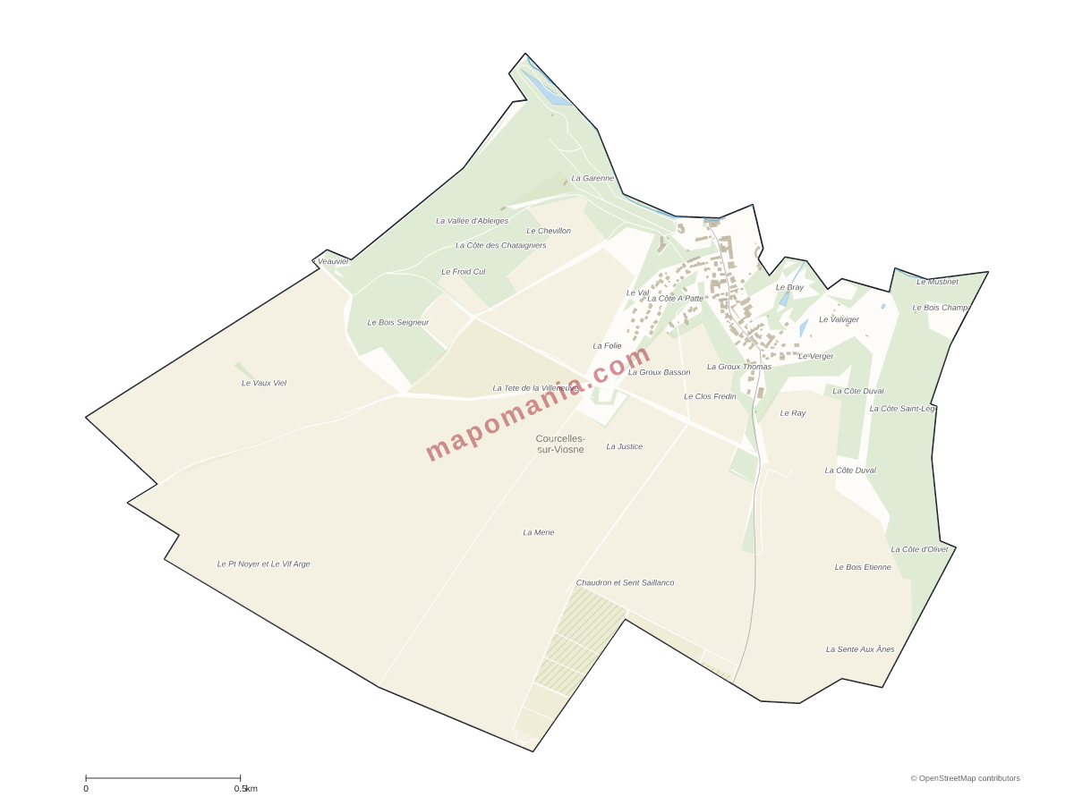 Carte de Courcelles-sur-Viosne à personnaliser