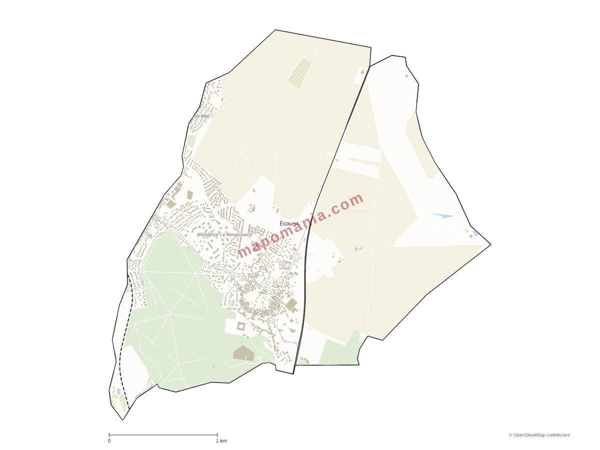 Carte de Écouen à personnaliser
