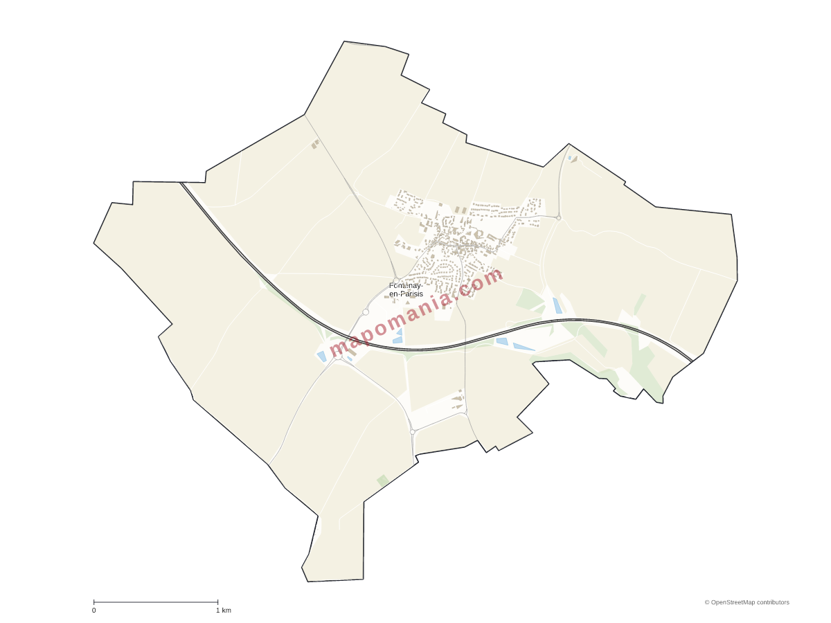 Carte de Fontenay-en-Parisis à personnaliser