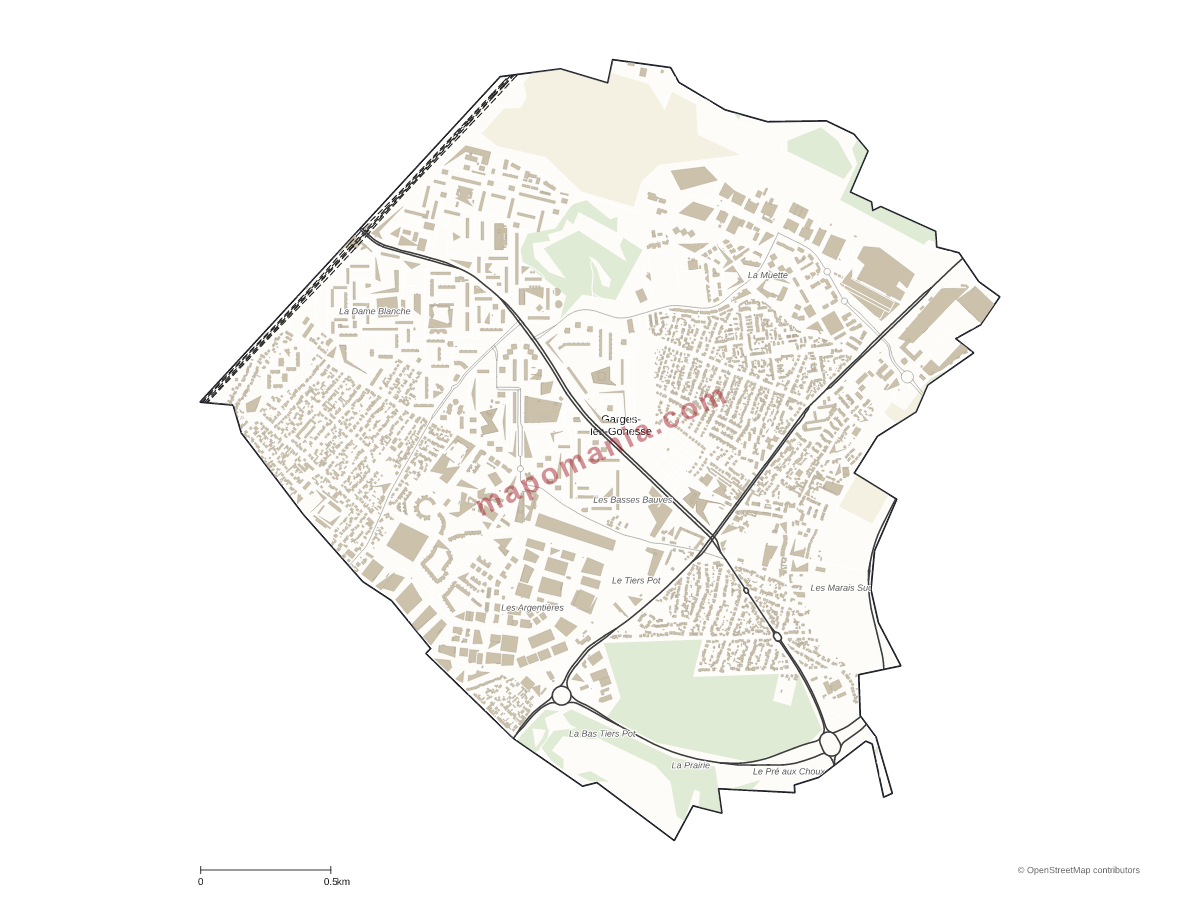 Carte de Garges-lès-Gonesse à personnaliser