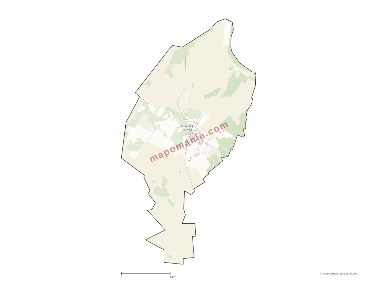 Carte de Grisy-les-Plâtres à personnaliser