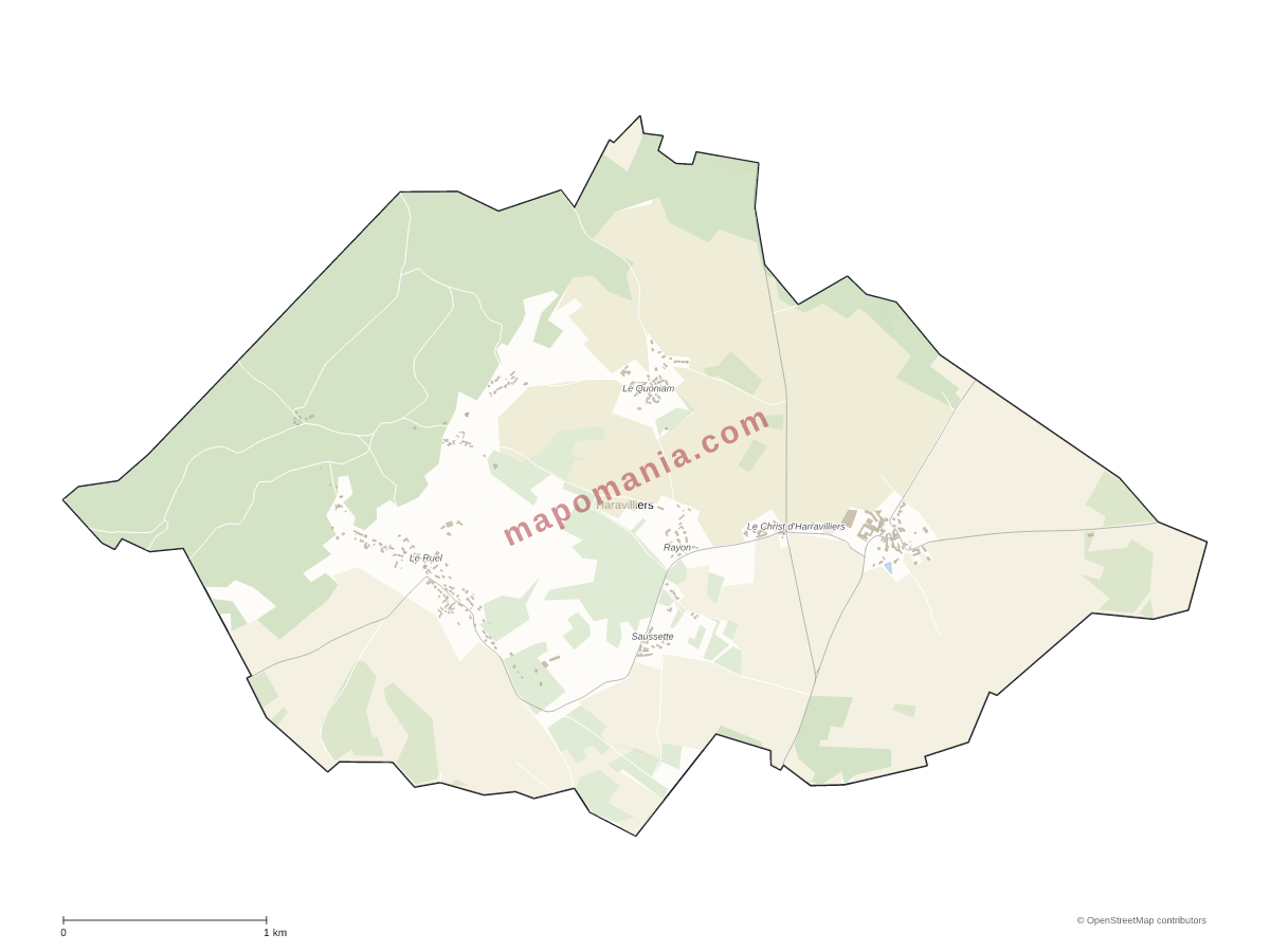 Carte de Haravilliers à personnaliser