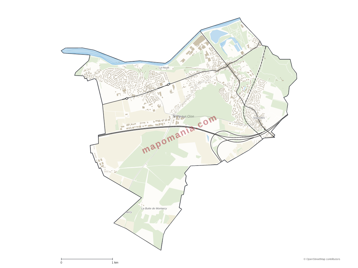 Carte de Méry-sur-Oise à personnaliser
