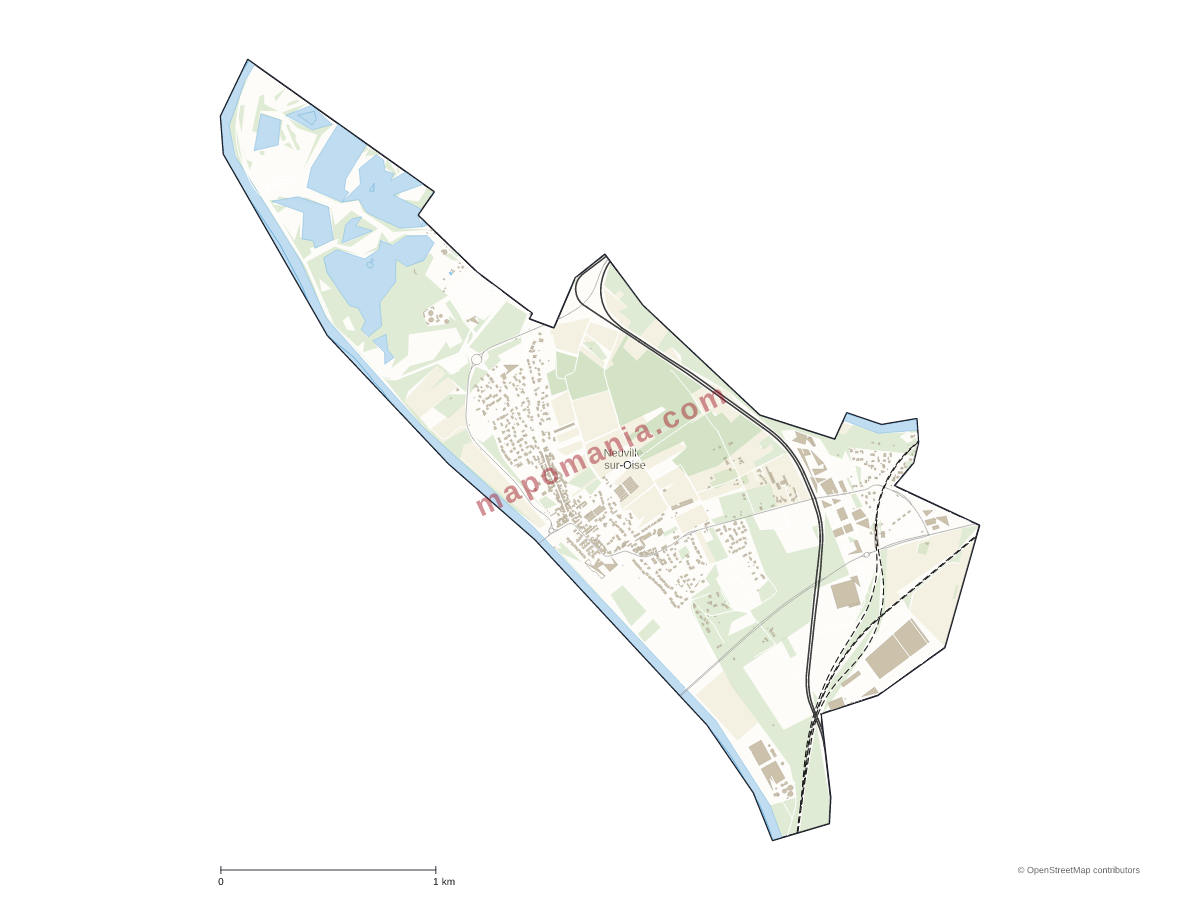 Carte de Neuville-sur-Oise à personnaliser