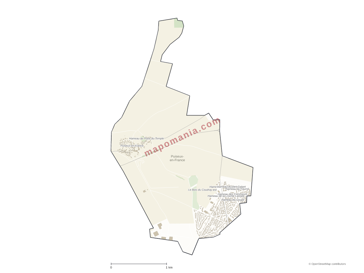 Carte de Puiseux-en-France à personnaliser