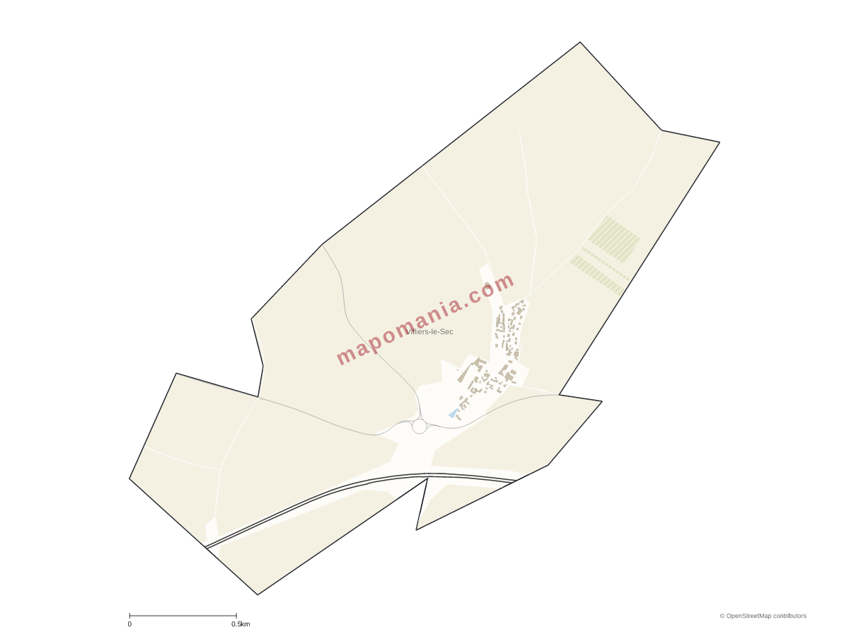 Carte de Villiers-le-Sec à personnaliser