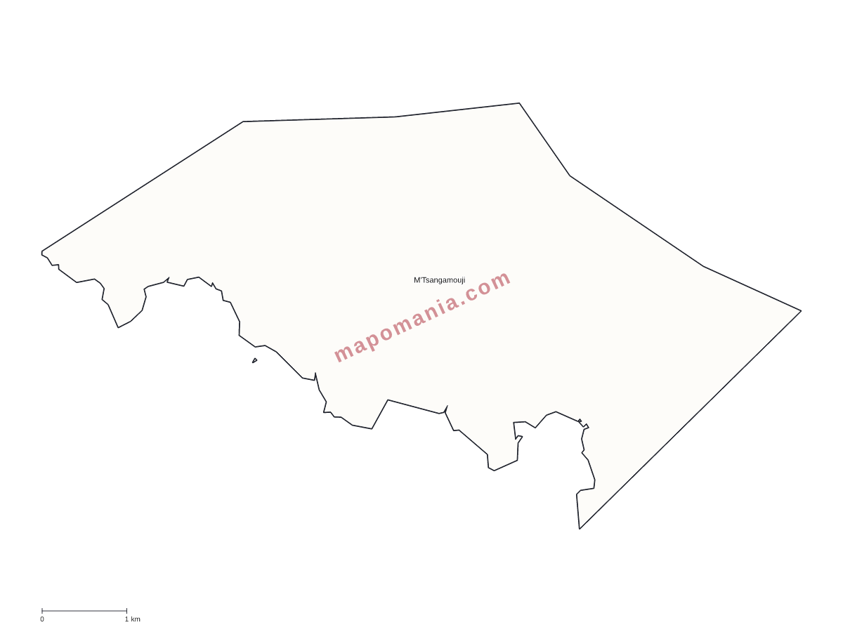 Carte de M'Tsangamouji à personnaliser