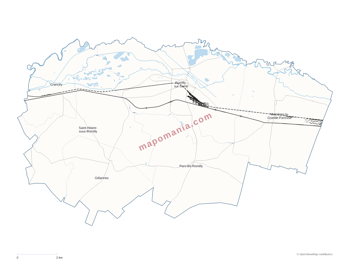 Carte de CC des Portes de Romilly sur Seine à personnaliser