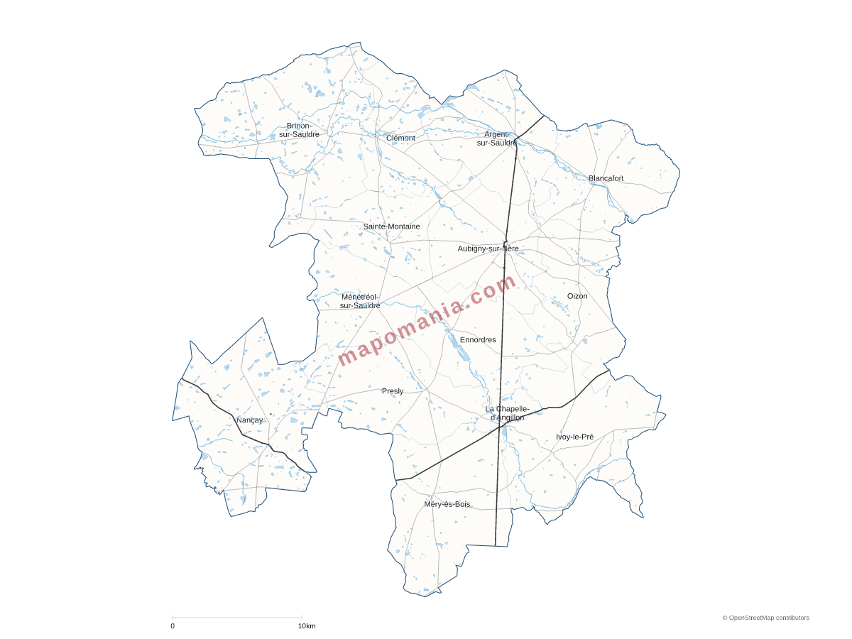 Carte de CC Sauldre et Sologne à personnaliser