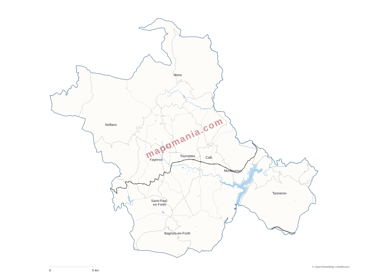Carte de CC du Pays de Fayence à personnaliser