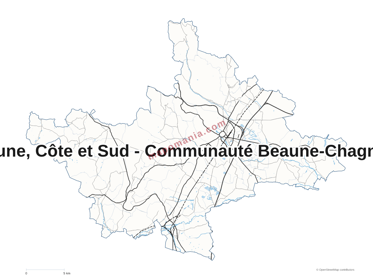 Carte de CA Beaune, Côte et Sud - Communauté Beaune-Chagny-Nolay à personnaliser
