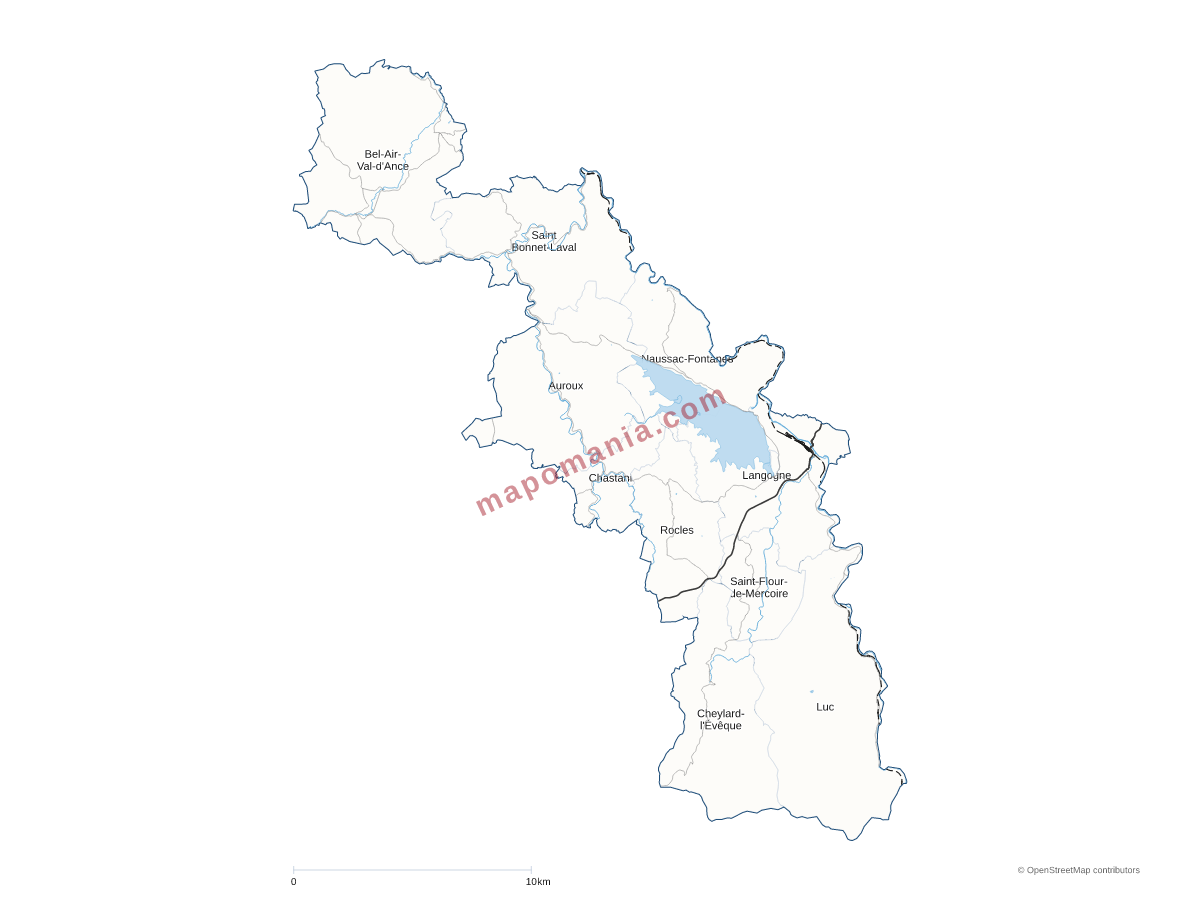 Carte de CC du Haut Allier Margeride à personnaliser