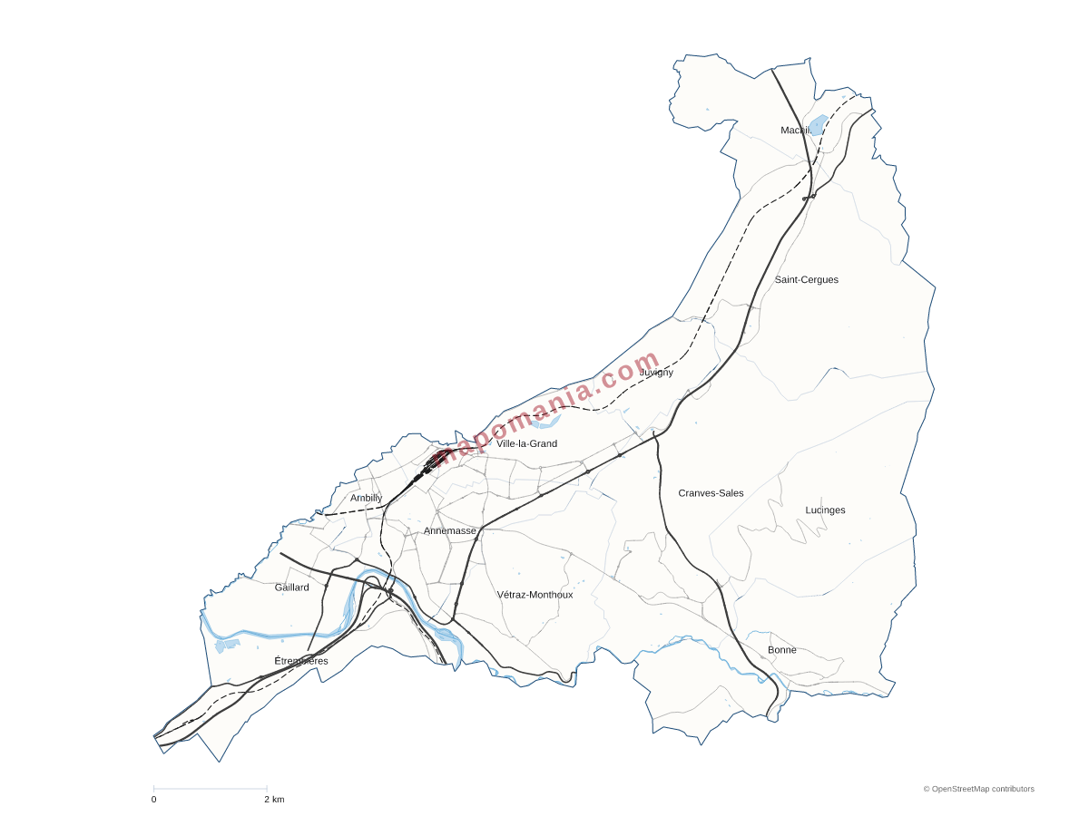 Carte de CA Annemasse-Les Voirons-Agglomération à personnaliser