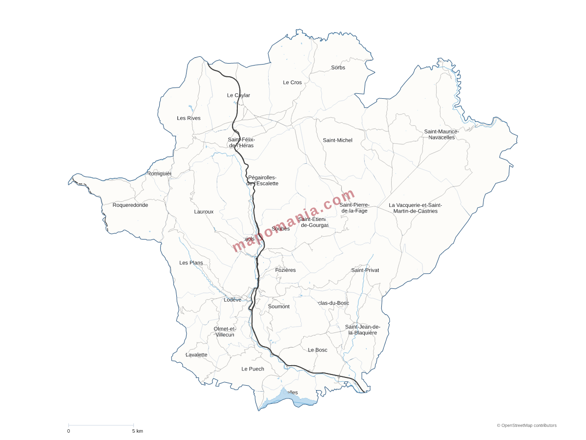 Carte de CC Lodévois et Larzac à personnaliser