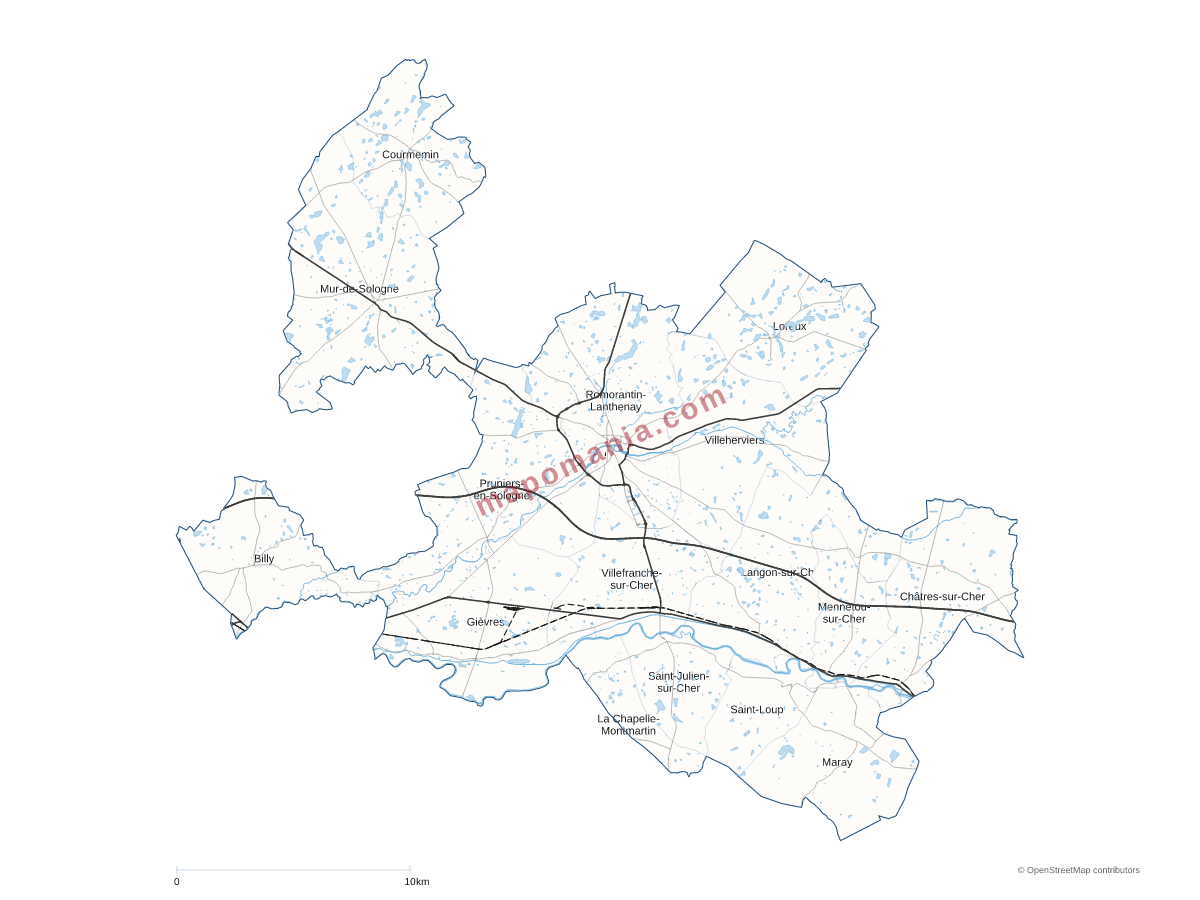 Carte de CC du Romorantinais et du Monestois à personnaliser