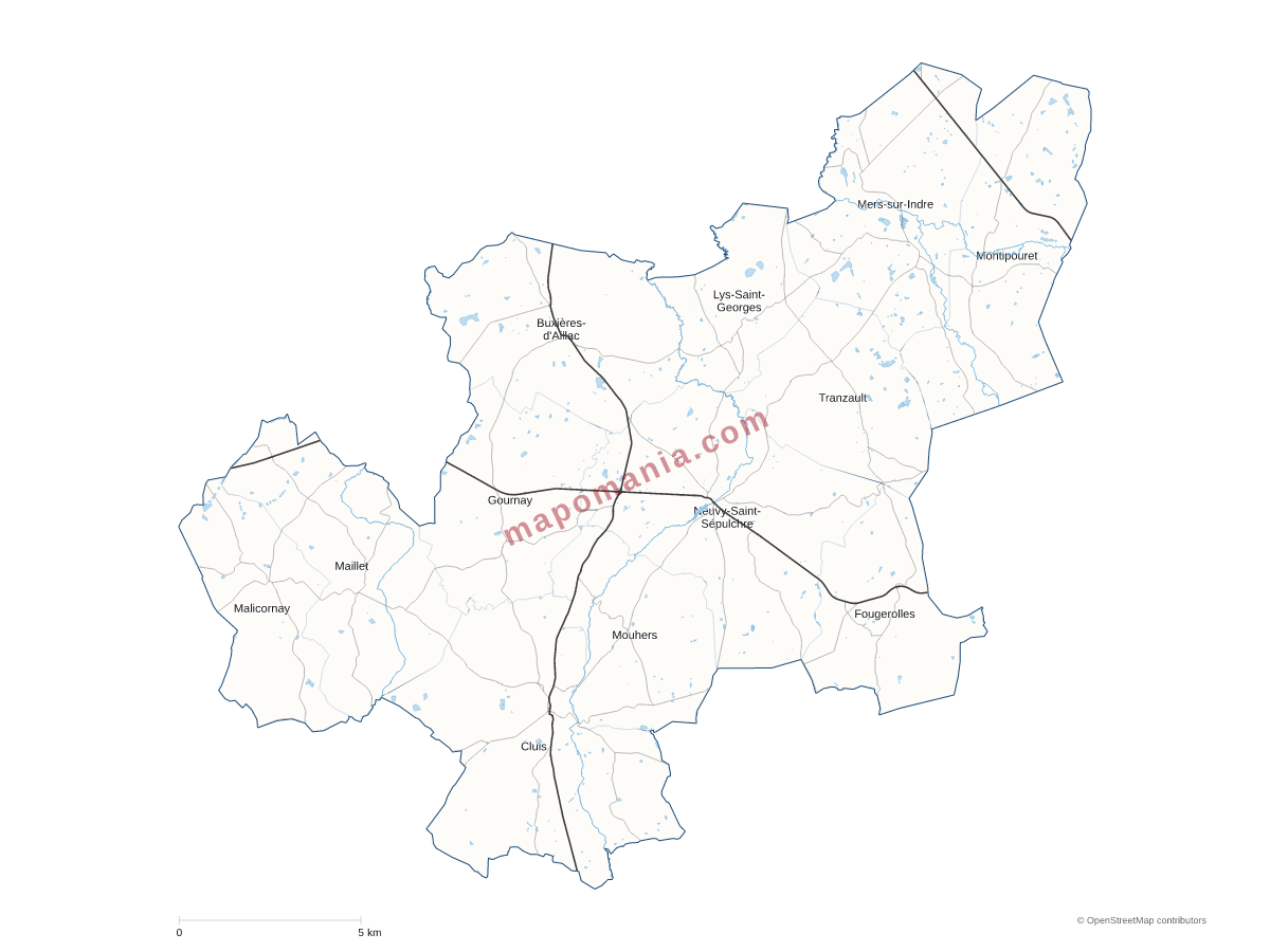 Carte de CC du Val de Bouzanne à personnaliser