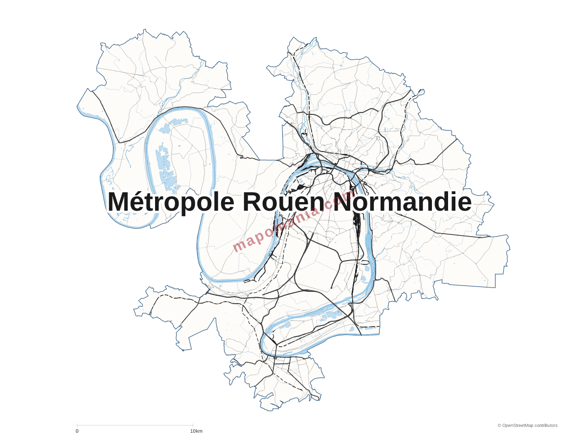 Carte de Métropole Rouen Normandie à personnaliser