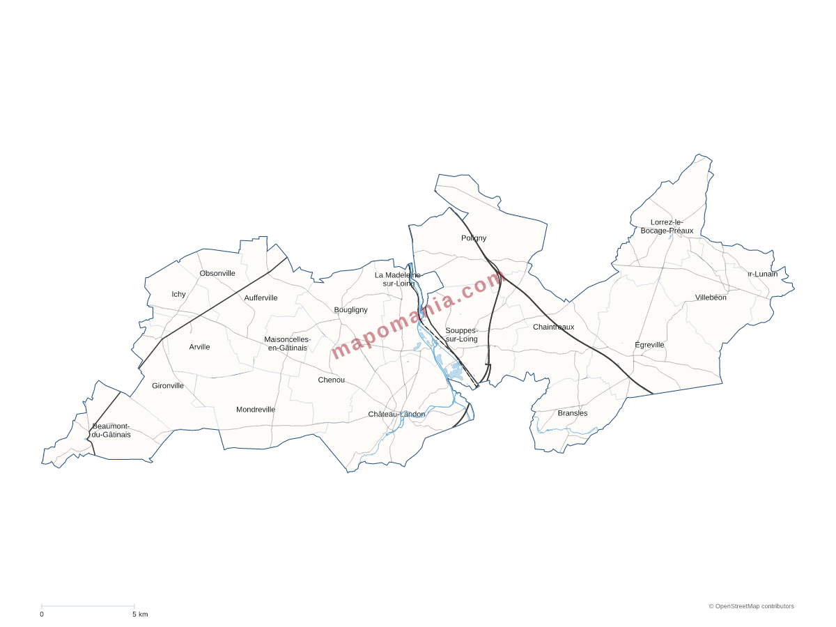 Carte de CC Gâtinais Val de Loing à personnaliser