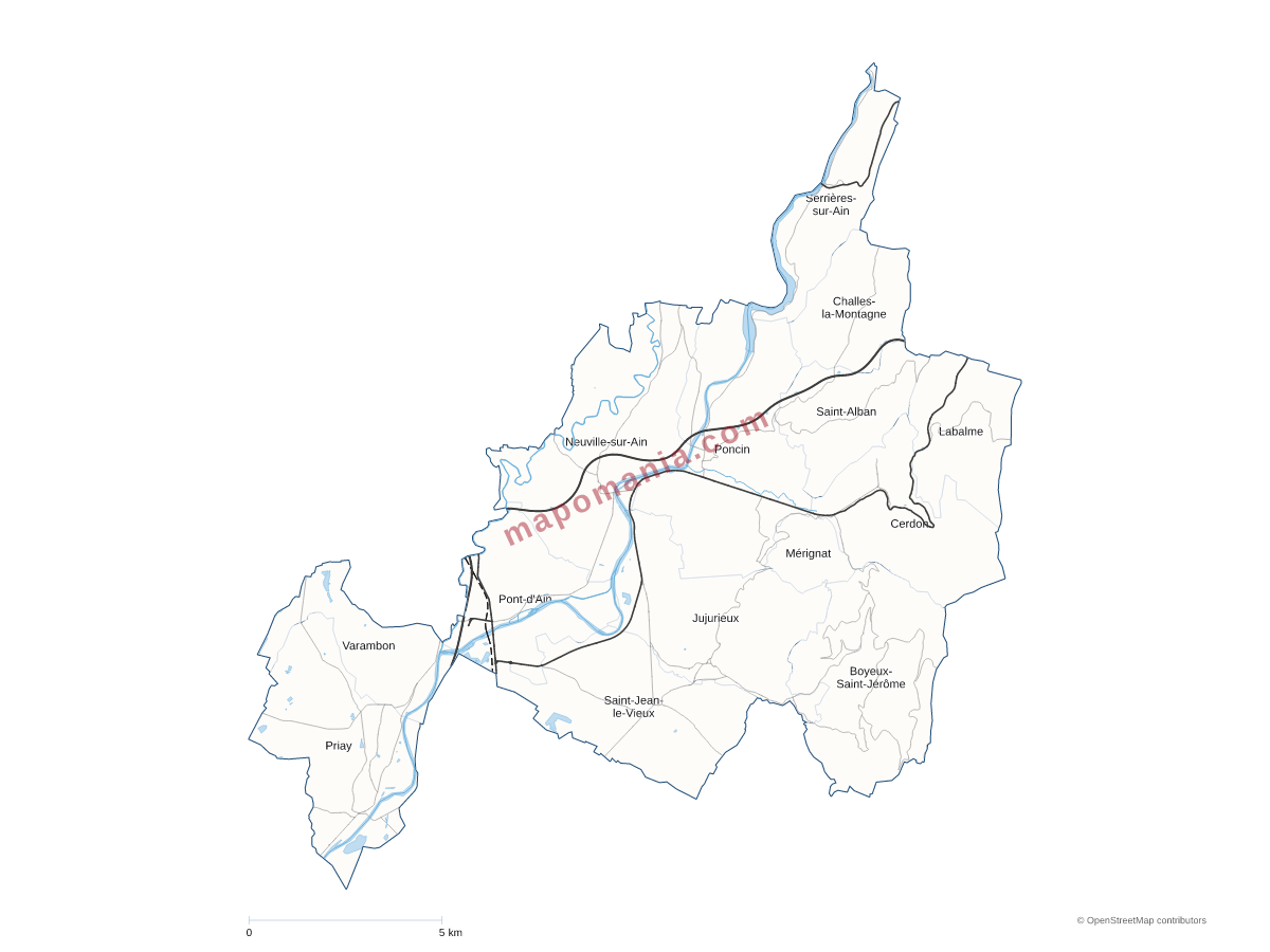 Carte de CC Rives de l'Ain - Pays du Cerdon à personnaliser