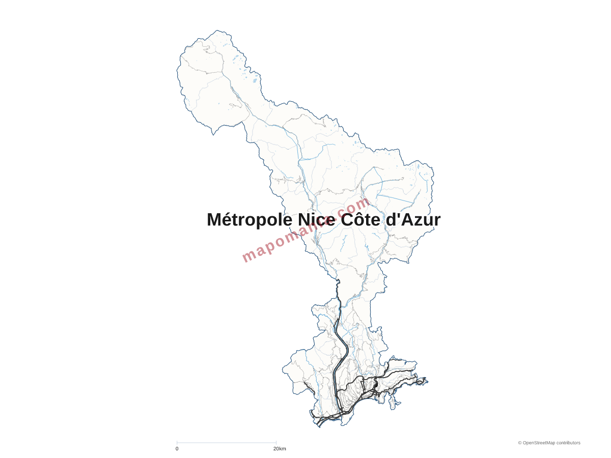 Carte de Métropole Nice Côte d'Azur à personnaliser