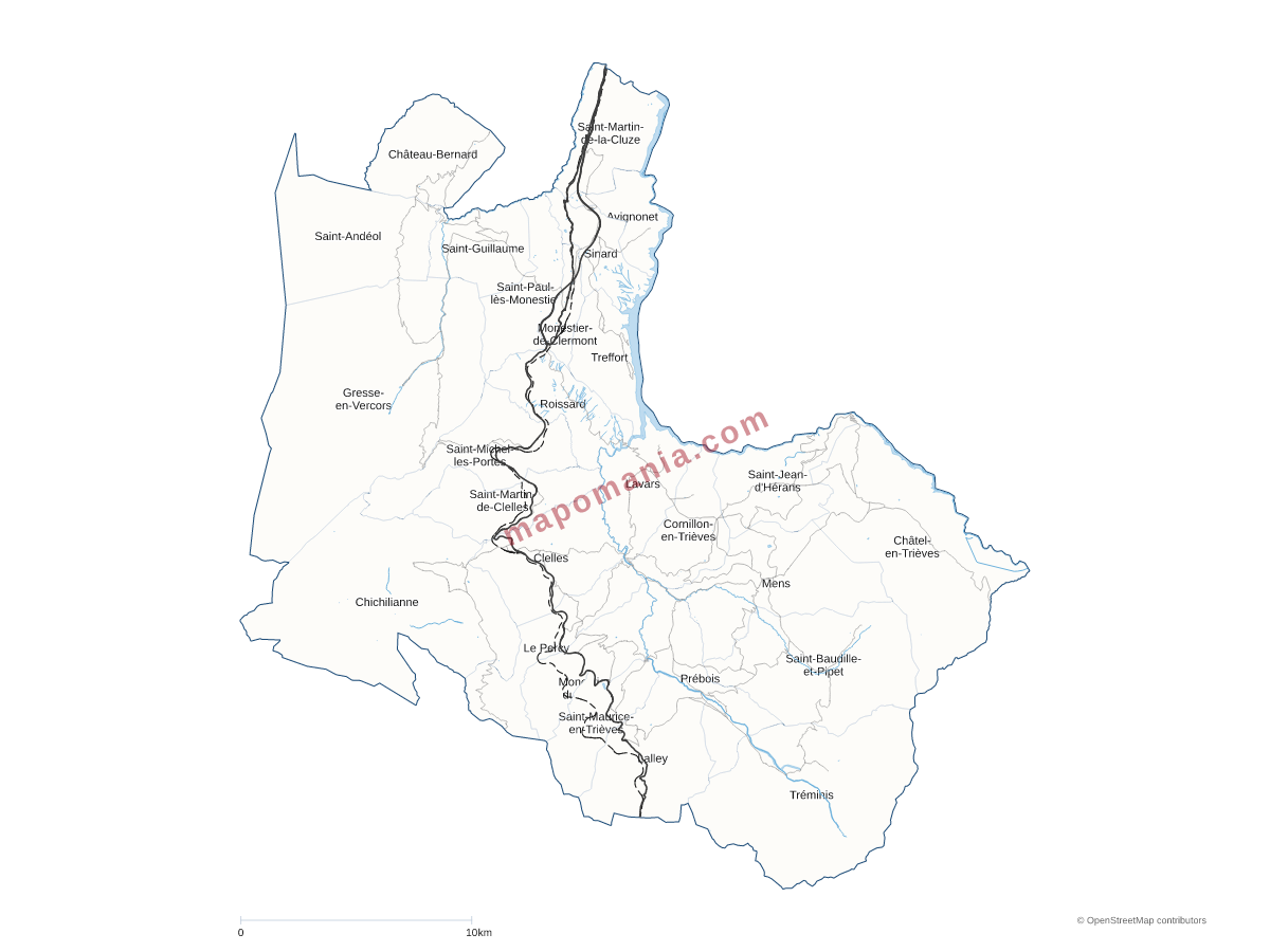Carte de CC du Trièves à personnaliser