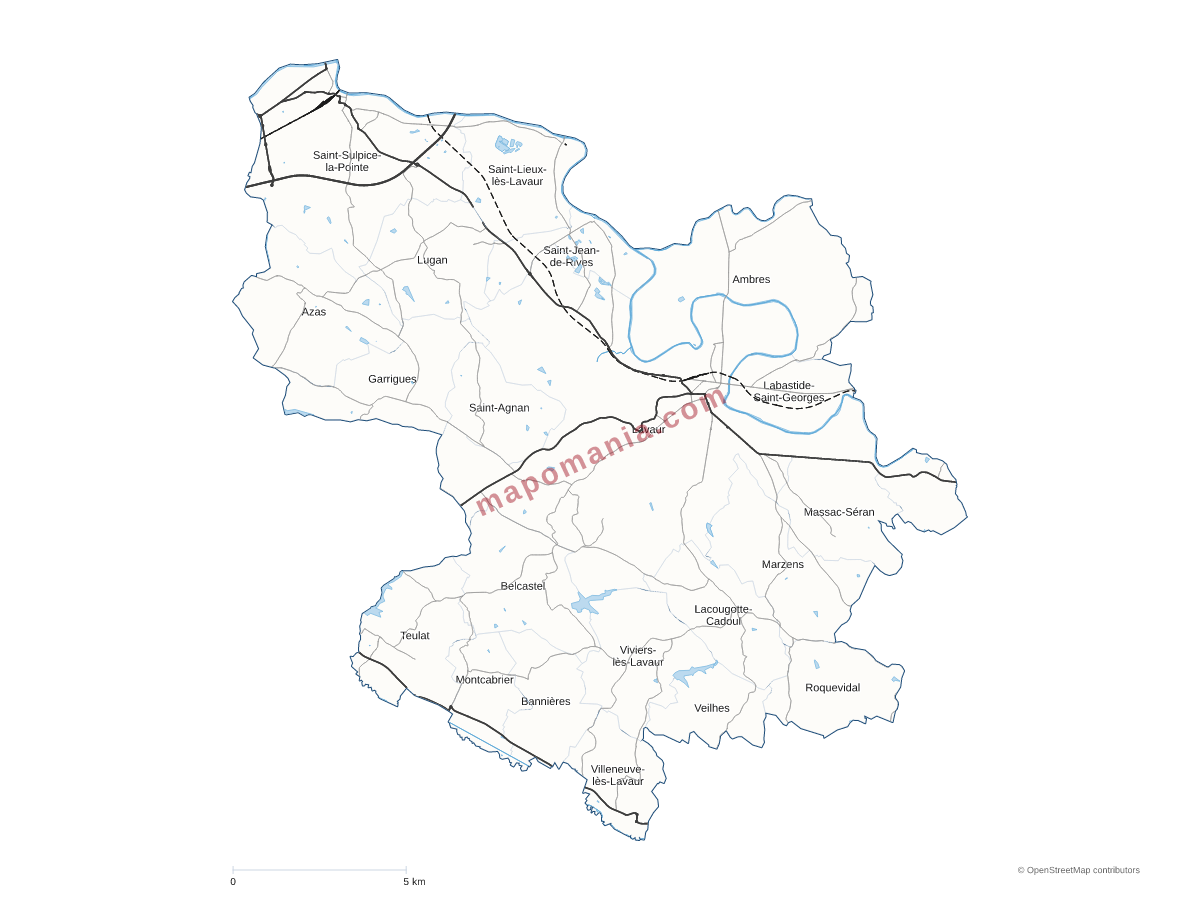 Carte de CC Tarn-Agout à personnaliser