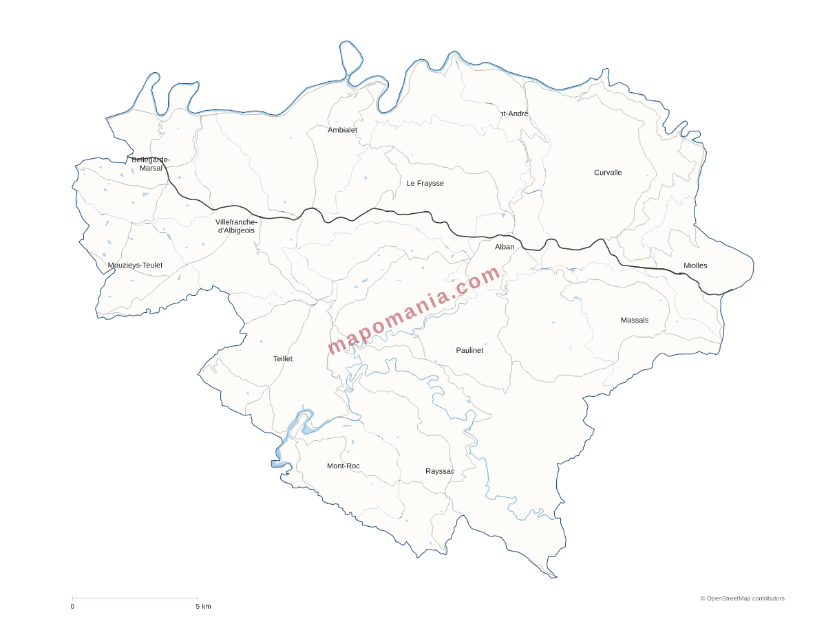 Carte de CC des Monts d'Alban et du Villefranchois à personnaliser