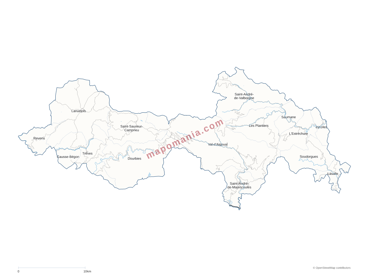 Carte de CC Causses Aigoual Cévennes à personnaliser