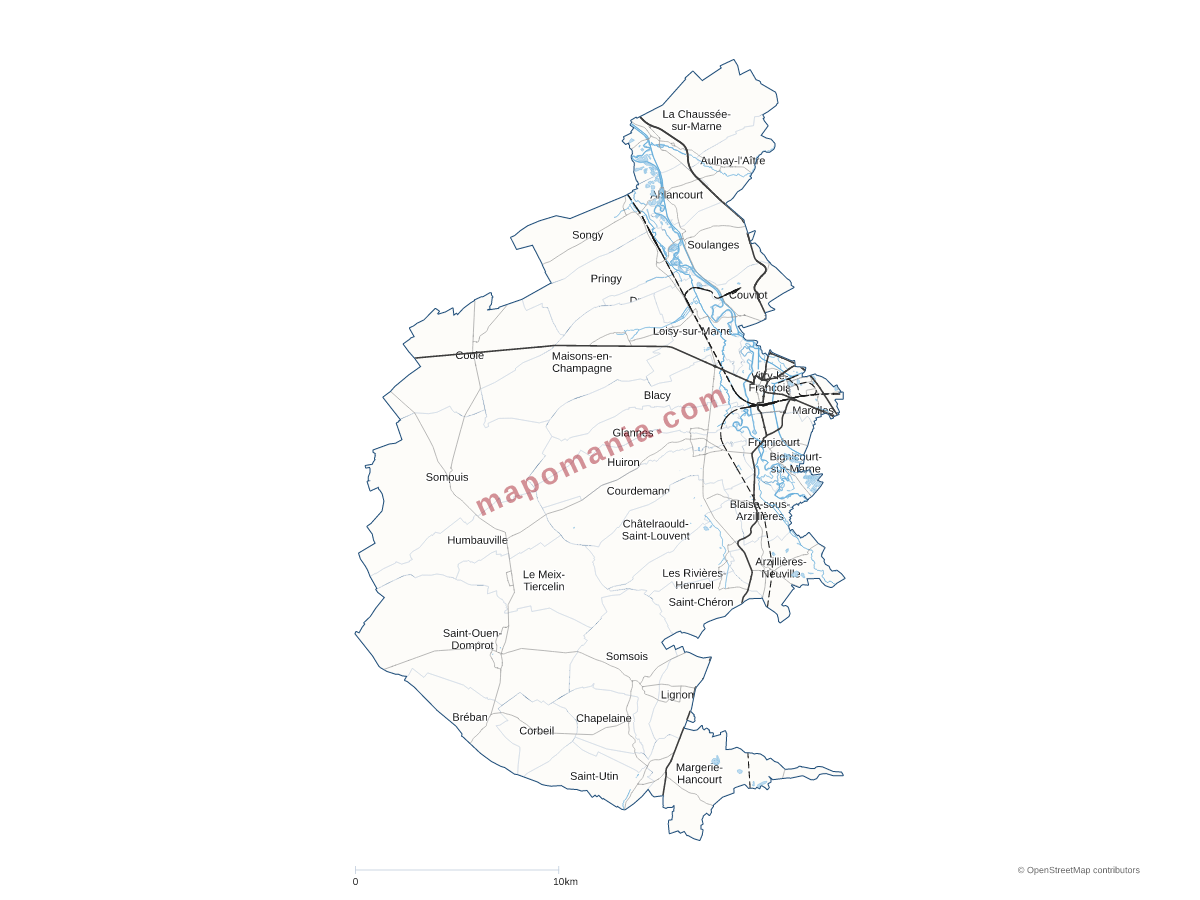 Carte de CC de Vitry, Champagne et Der à personnaliser