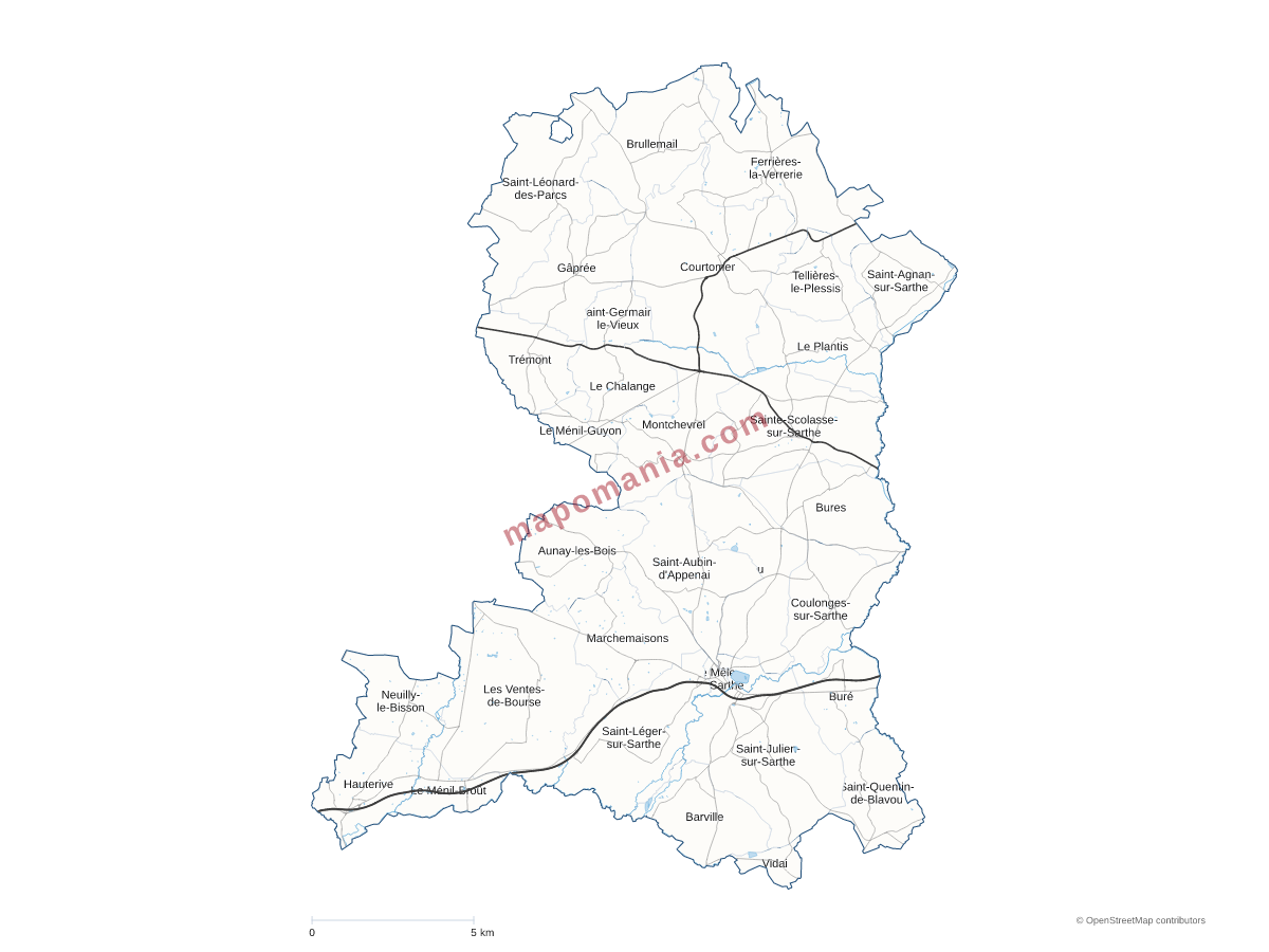 Carte de CC de la Vallée de la Haute Sarthe à personnaliser