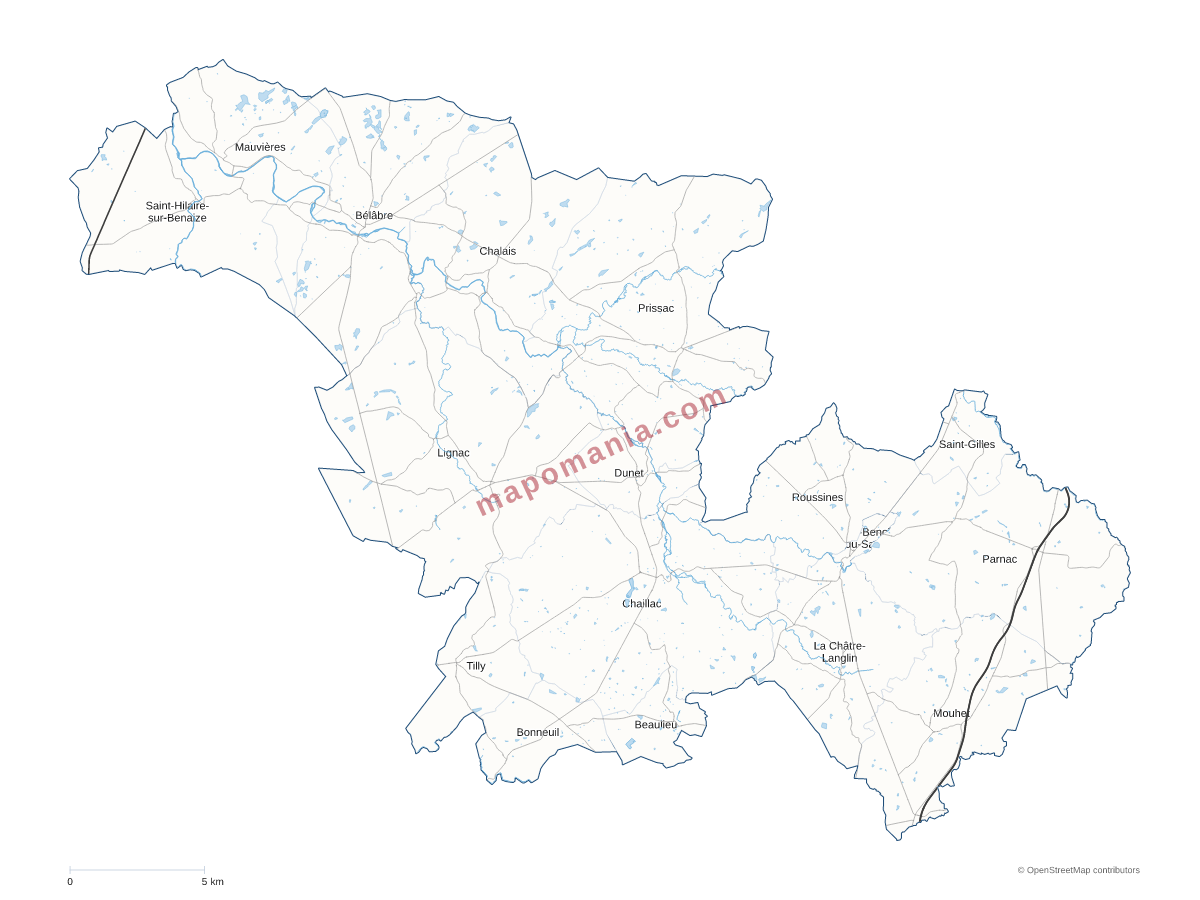 Carte de CC Marche Occitane - Val d'Anglin à personnaliser