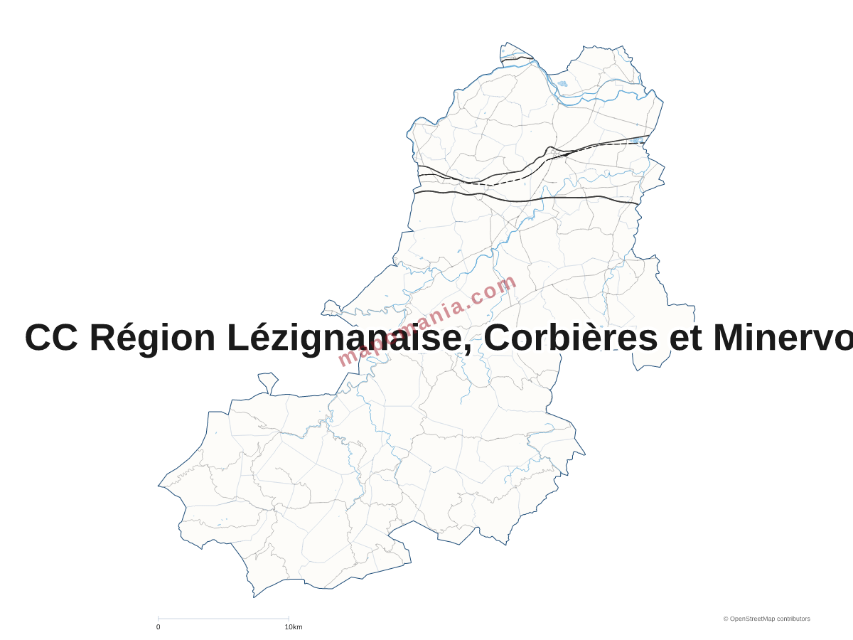 Carte de CC Région Lézignanaise, Corbières et Minervois à personnaliser