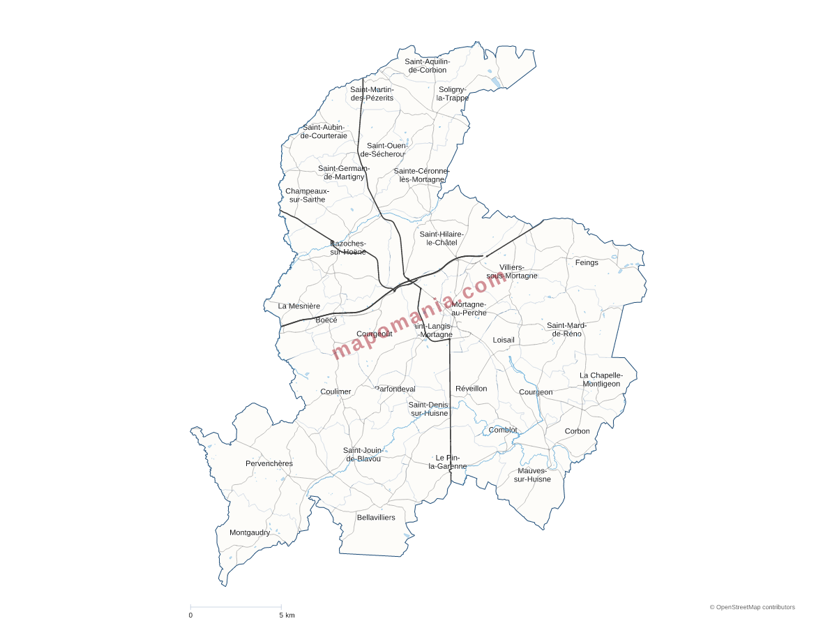 Carte de CC du Pays de Mortagne-au-Perche à personnaliser