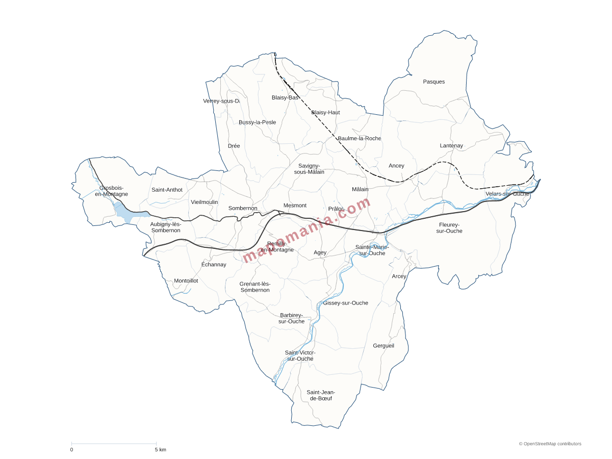 Carte de CC Ouche et Montagne à personnaliser