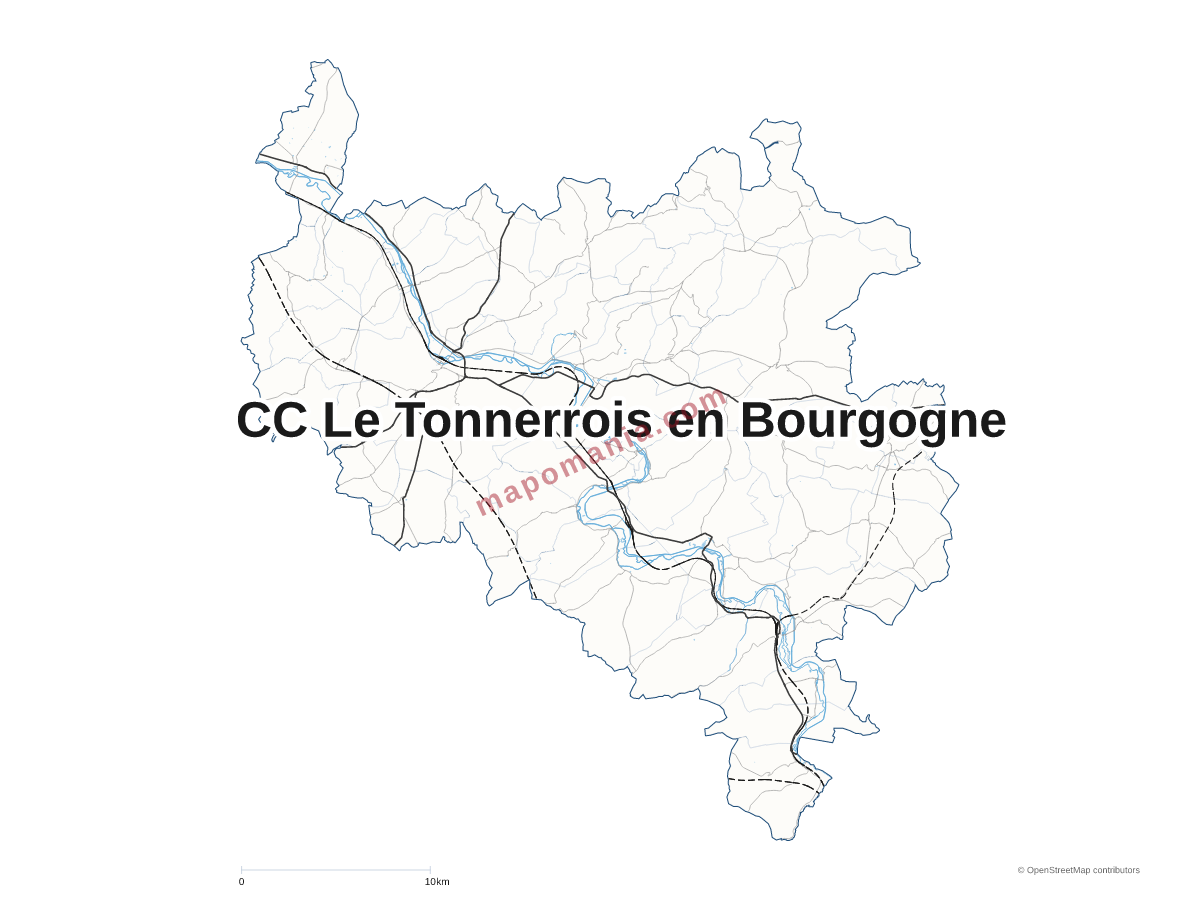 Carte de CC Le Tonnerrois en Bourgogne à personnaliser