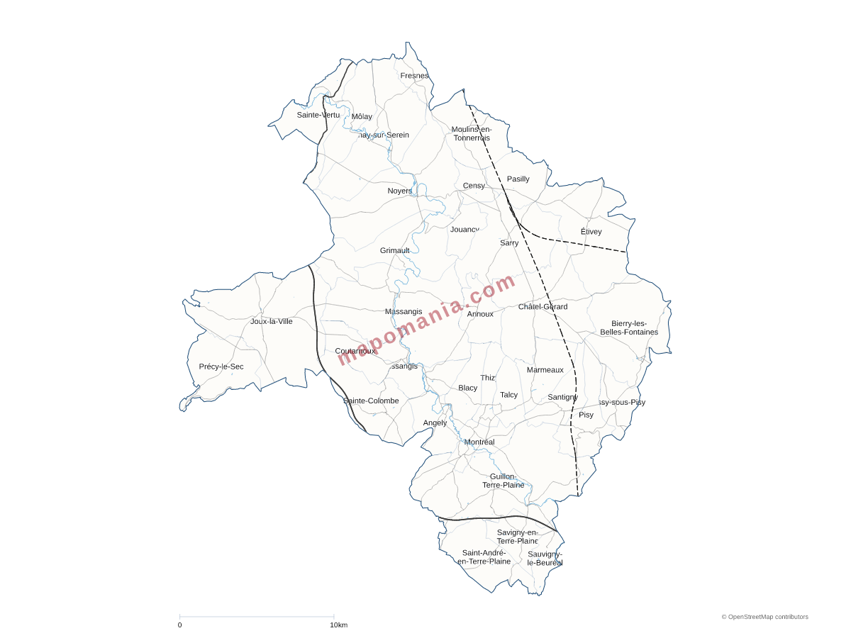 Carte de CC du Serein à personnaliser
